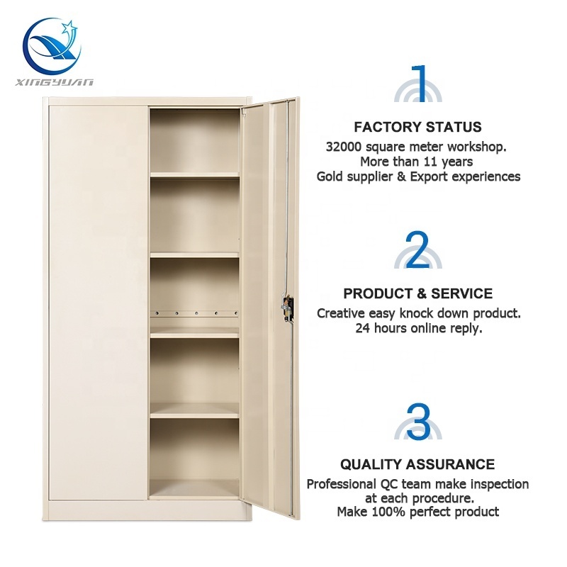 Xingyuan wholesale 2 door storage cabinet with adjustable shelves lemari besi archivad office metal filing cabinet