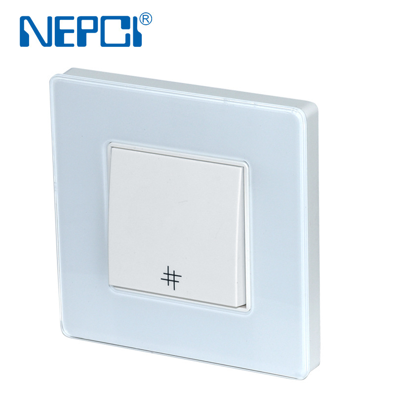 Factory 86X86mm Tempered glass wall light rocker switch XJY-QB-07-100 250V/10A Flush mount 2 gang energy switch