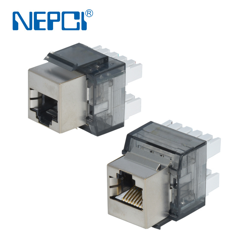 NEPCI Israeli semi shielded network Krone IDC modular jack XJY-NE-100-CAT6 180 degree STP RJ45 keystone jack module socket