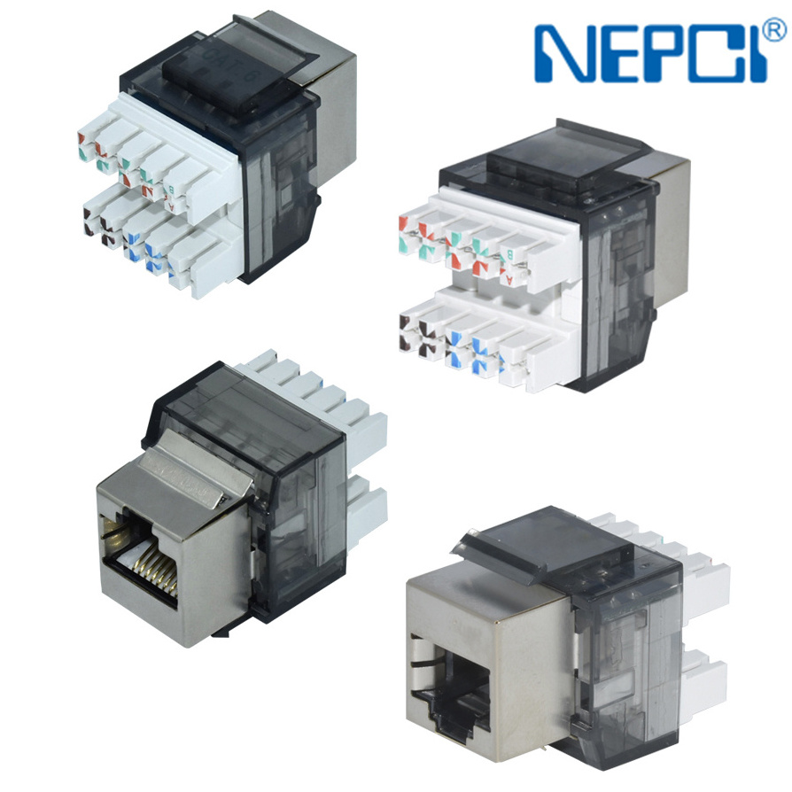 NEPCI Israeli semi shielded network Krone IDC modular jack XJY-NE-100-CAT6 180 degree STP RJ45 keystone jack module socket