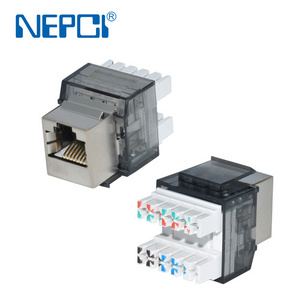 NEPCI Israeli semi shielded network Krone IDC modular jack XJY-NE-100-CAT6 180 degree STP RJ45 keystone jack module socket