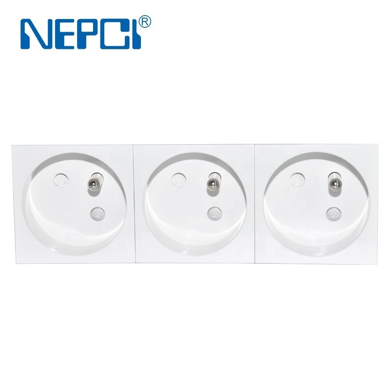 NEPCI Factory 45*45mm Angle 45 DegreeTriplex French Power Socket Module XJY-QB-45-3 Socket with Linking Connection