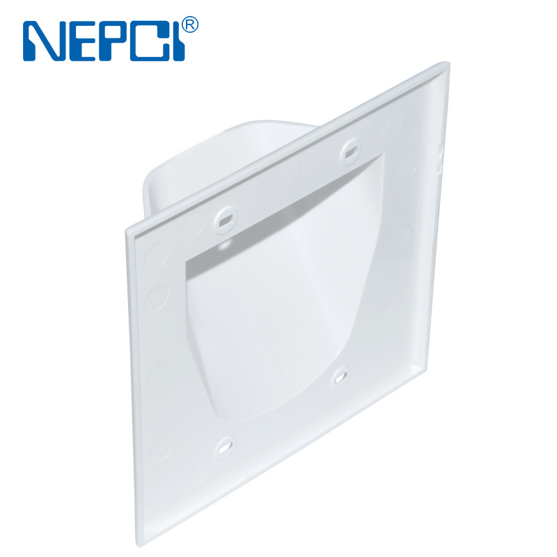 NEPCI 2-Gang Recessed Low Voltage Cable Wall Plate covers dual cable flex ouetlet faceplate 115X117MM nose plate