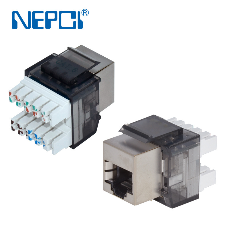 NEPCI Israeli semi shielded network Krone IDC modular jack XJY-NE-100-CAT6 180 degree STP RJ45 keystone jack module socket