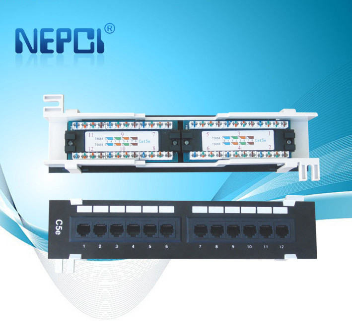 12 port Wall Mounted UTP Cat5e Cat6 Patch Panel 10