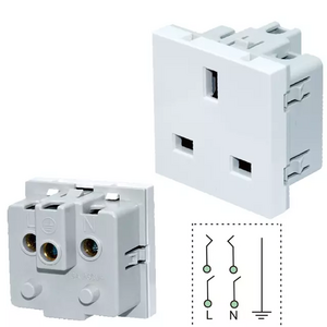 Schuko plug socket UK standard wall power outlet 45*45mm british socket 250V 13A flame retardant PC manufacturer XJY-QB-30