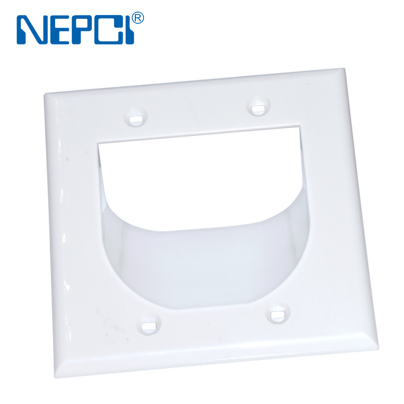 NEPCI 2-Gang Recessed Low Voltage Cable Wall Plate covers dual cable flex ouetlet faceplate 115X117MM nose plate