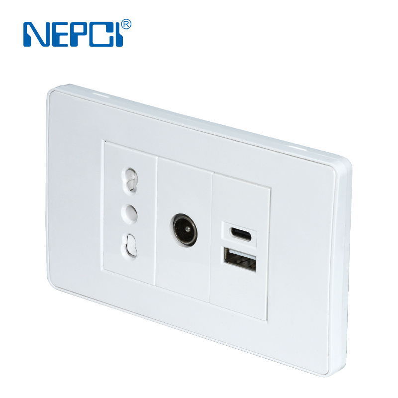 NEPCI network CAT6 RJ45 coupler wall plate 118x71.5MM CAT3 RJ11 jack face plate 3 gang RJ12 wall socket