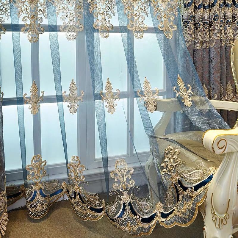 High-grade European style atmospheric chenille embroidered shading curtain finished villa living room bedroom, custom size