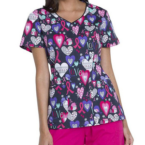 Print V-NECK Scrub Tops