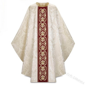 Church priest religion gown robe chasuble, embroidery robe, Round neck loose trumpet sleeve printed men's national dress Taoist