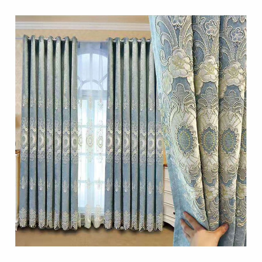 High-grade European style atmospheric chenille embroidered shading curtain finished villa living room bedroom, custom size