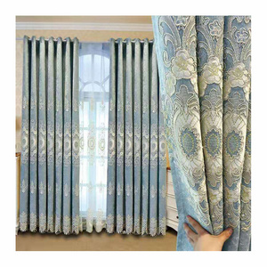 High-grade European style atmospheric chenille embroidered shading curtain finished villa living room bedroom, custom size