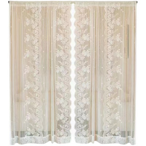 family curtain fabric embroidery lace sun screening silk sheer Faux Linen White Sheer Curtains for Living Room, Bedroom, Kitches