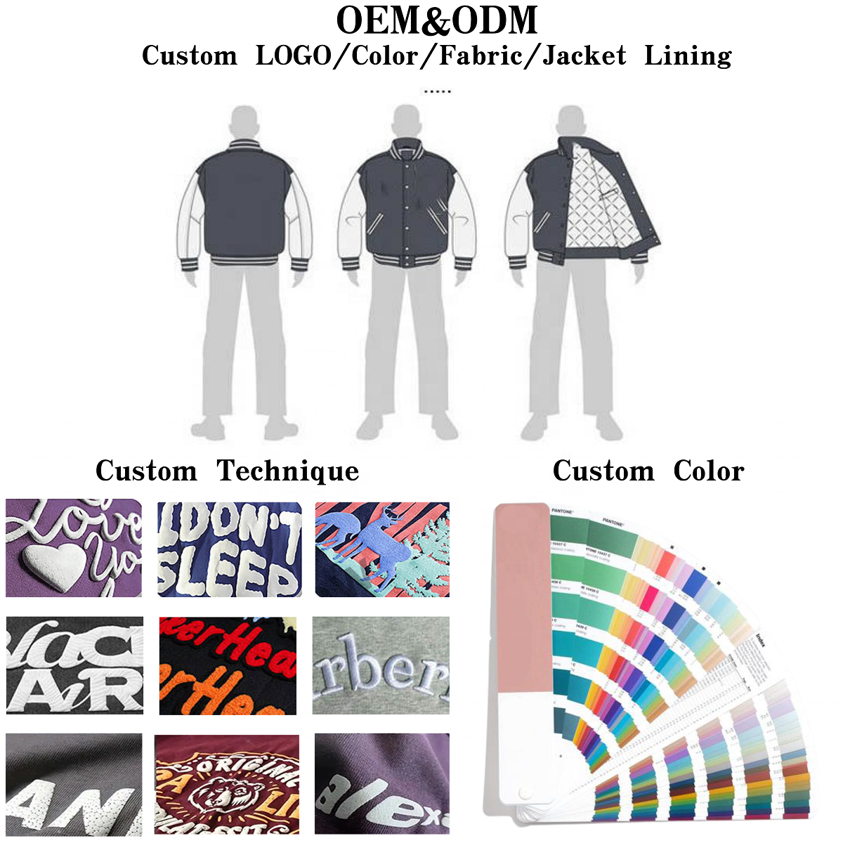 Hot Selling Customize  Casual High Quality Stretch  Wool Varsity Leather Arms Jacket Solid Button Letterman  Bomber Jacket