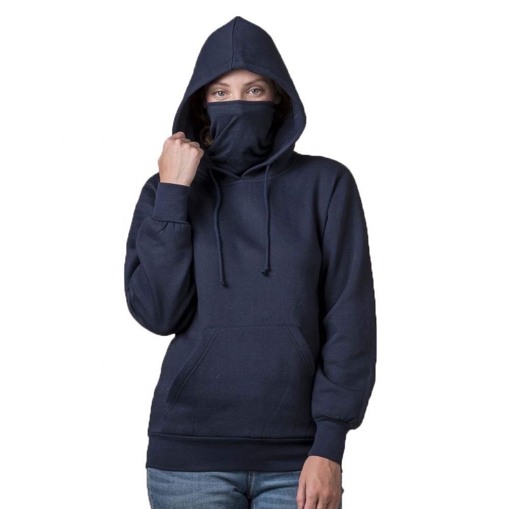 New Arrival Men's Blank Ninja Hoodie Cotton Pullover Solid Color Masked Casual Hoodie With Face Cover