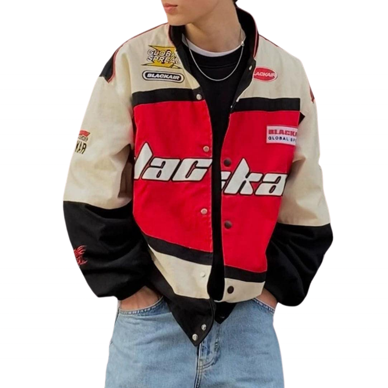 Custom Logo Oversize Varsity Jacket Windproof Embroidery American Retro Hip Hop Unisex Racing Jacket With Wholesale