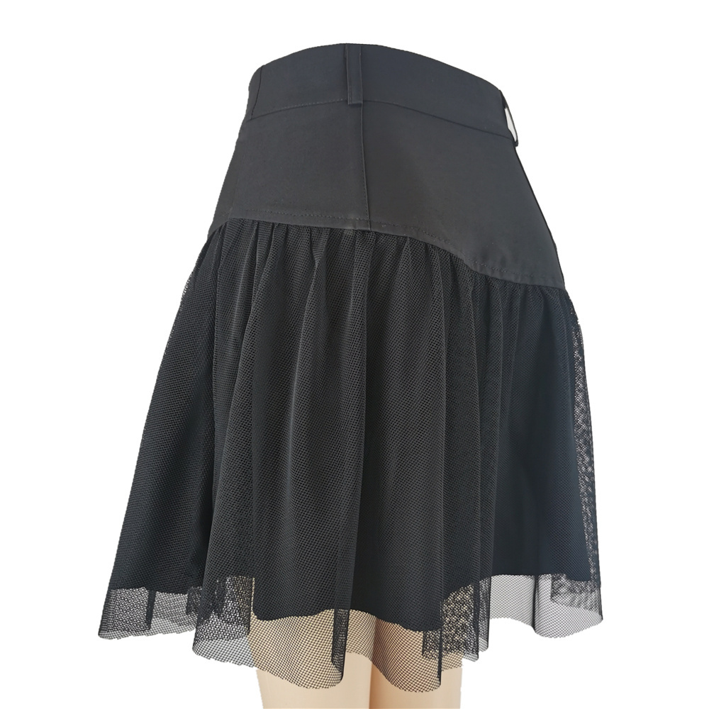 Hot Sell Women Skirt Pleat MIni Black Short Cotton Chiffon Thin 4XL Skirt For Daily