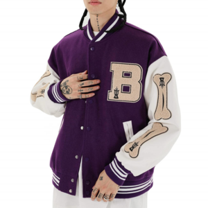 Wholesale Oversize High Street Baseball Letterman Jacket Custom Patches Embroidery Logo Letterman Varsity Bomber Jacket For Man