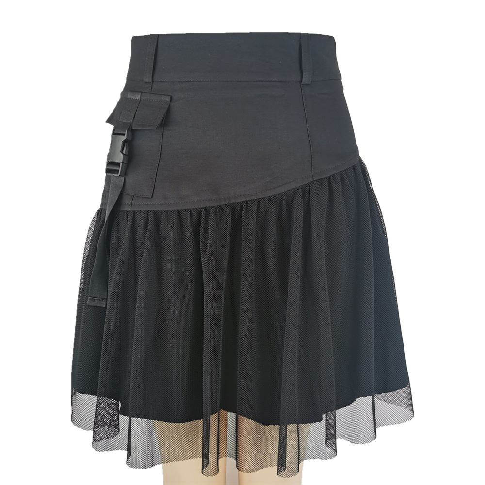 Hot Sell Women Skirt Pleat MIni Black Short Cotton Chiffon Thin 4XL Skirt For Daily