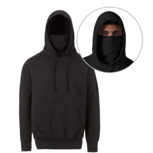 New Arrival Men's Blank Ninja Hoodie Cotton Pullover Solid Color Masked Casual Hoodie With Face Cover