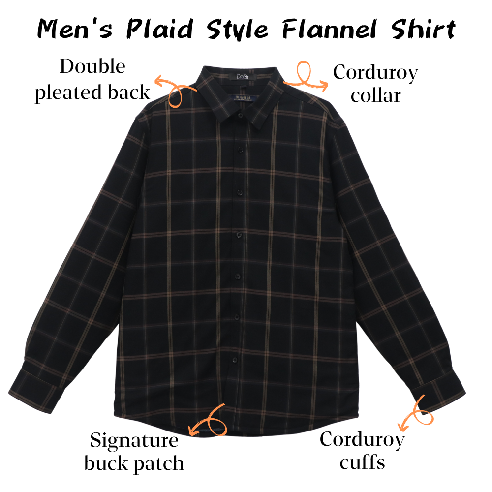 Top Quality Men Business Long Sleeve Shirt Classic Plaid Checked wool Male Social Shirts for Man brown