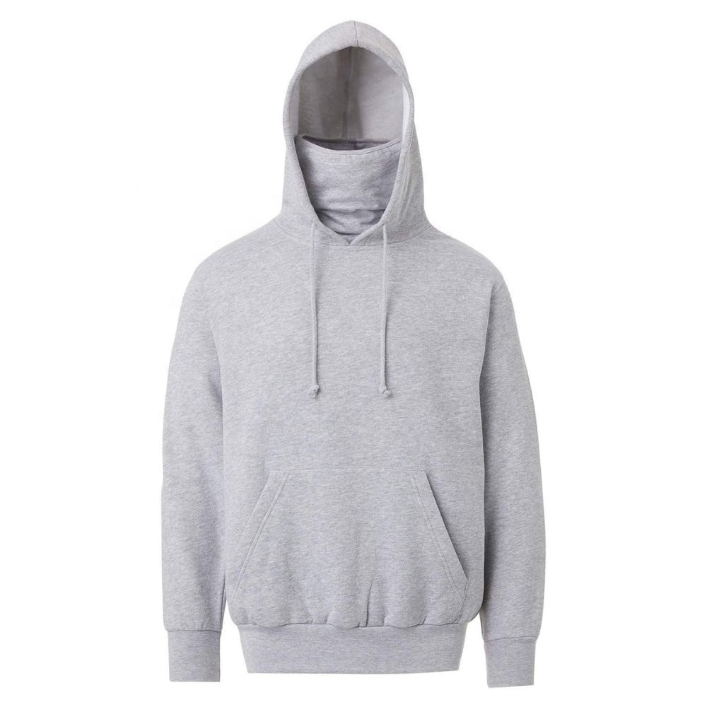 New Arrival Men's Blank Ninja Hoodie Cotton Pullover Solid Color Masked Casual Hoodie With Face Cover