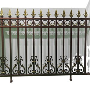 Black Spear Point Top Security Backyard Decorative Ornamental Metal Aluminum Fence Coated Wrought Iron Fence with Steel Frame