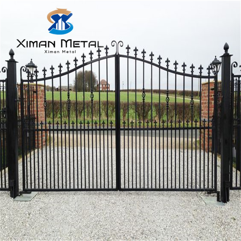 Factory customization Outdoor Large Luxury Double Main Iron Gates Wrought Iron Gate Pillars Design