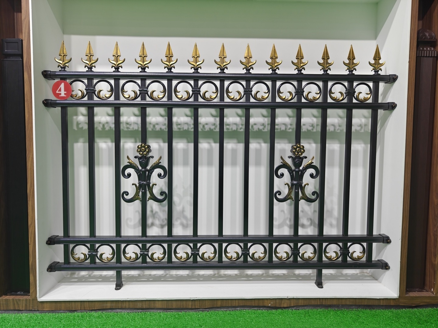 Black Spear Point Top Security Backyard Decorative Ornamental Metal Aluminum Fence Coated Wrought Iron Fence with Steel Frame