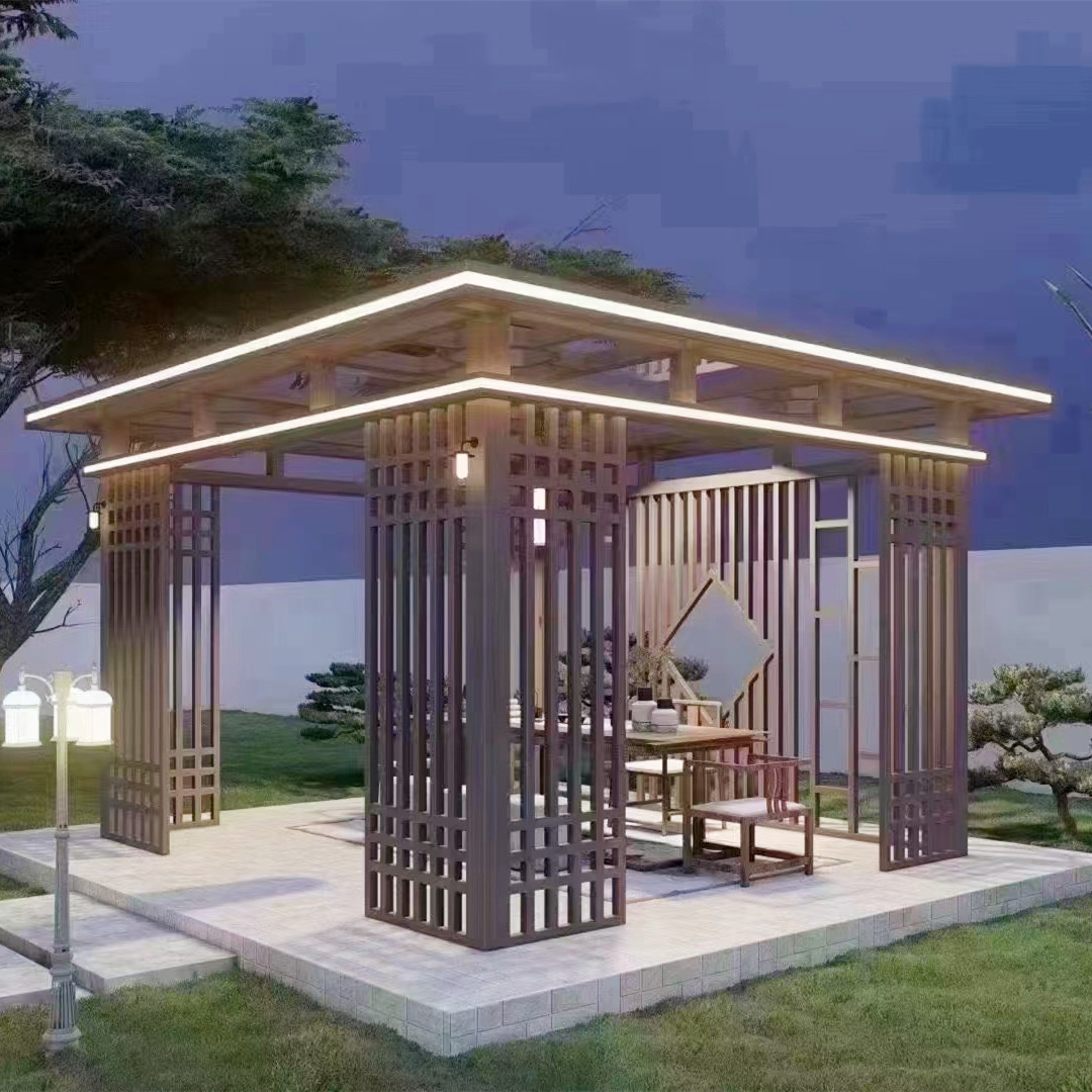 Aluminum Waterproof Motorized Louver Ultraviolet-Proof Gazebo Easily Assembled Sustainable Arches Arbours Pergolas & Bridge