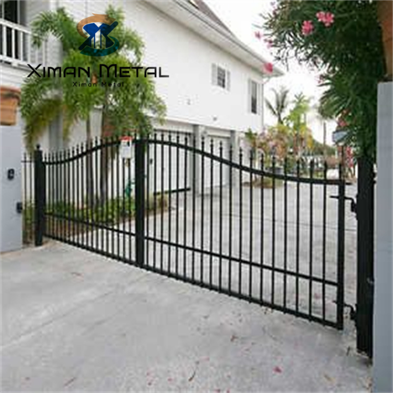 Outdoor Large Luxury Double Main Iron Gates Wrought Iron Gate Pillars Design