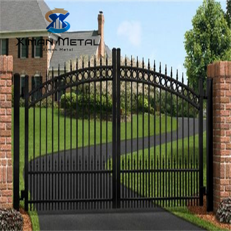 Factory customization Outdoor Large Luxury Double Main Iron Gates Wrought Iron Gate Pillars Design