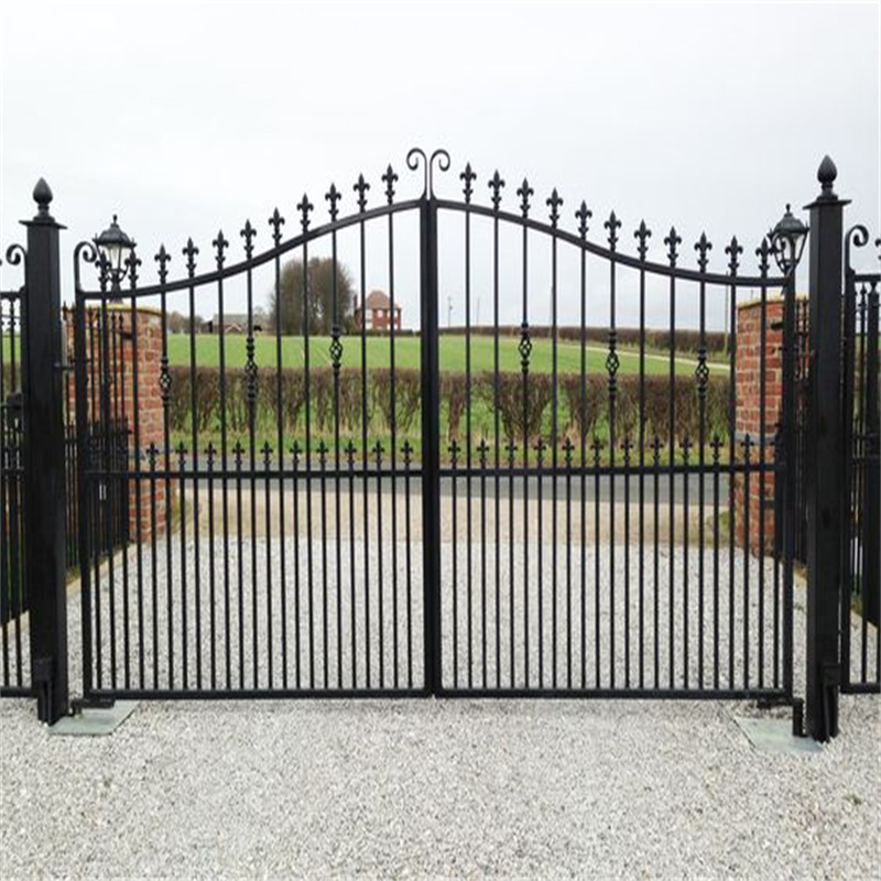 Outdoor Large Luxury Double Main Iron Gates Wrought Iron Gate Pillars Design