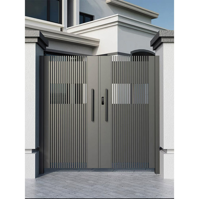 Customized Aluminium Swing Gate Courtyard Garden Factory Safety Outside powder coated double main security gate door for villa