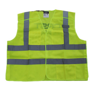 Hot sale 5 point breakaway reflective safety vest multi-pockets high visibility breath mesh fabric men's vest  with logo