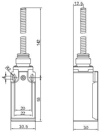 XURUI XZ9109 1NO1NC 10A enclosed limit switch with coil spring actuator