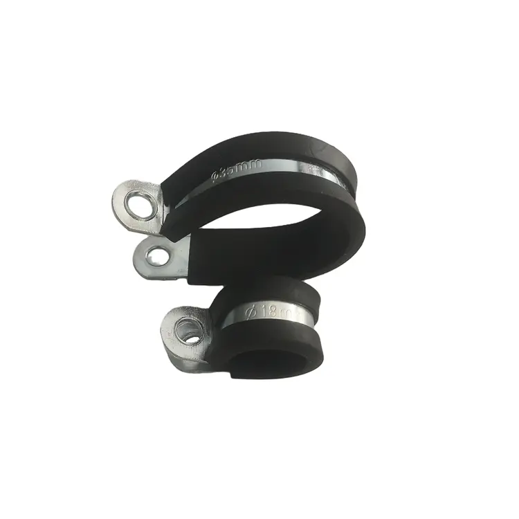 Type R black stainless steel and rubber wide range P-type cable clamps buffer insulated tube suspension ring clamps