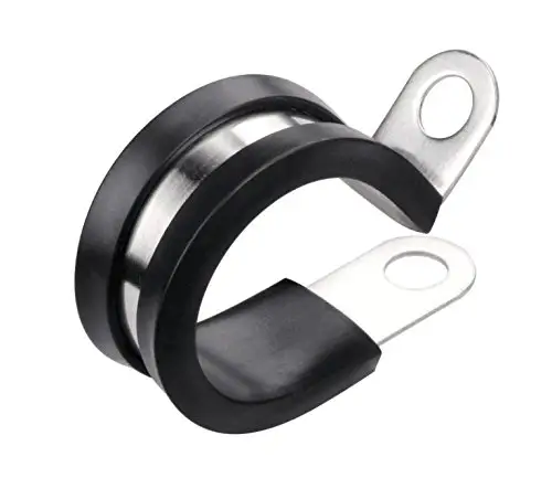 Type R black stainless steel and rubber wide range P-type cable clamps buffer insulated tube suspension ring clamps