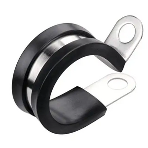 Type R black stainless steel and rubber wide range P-type cable clamps buffer insulated tube suspension ring clamps