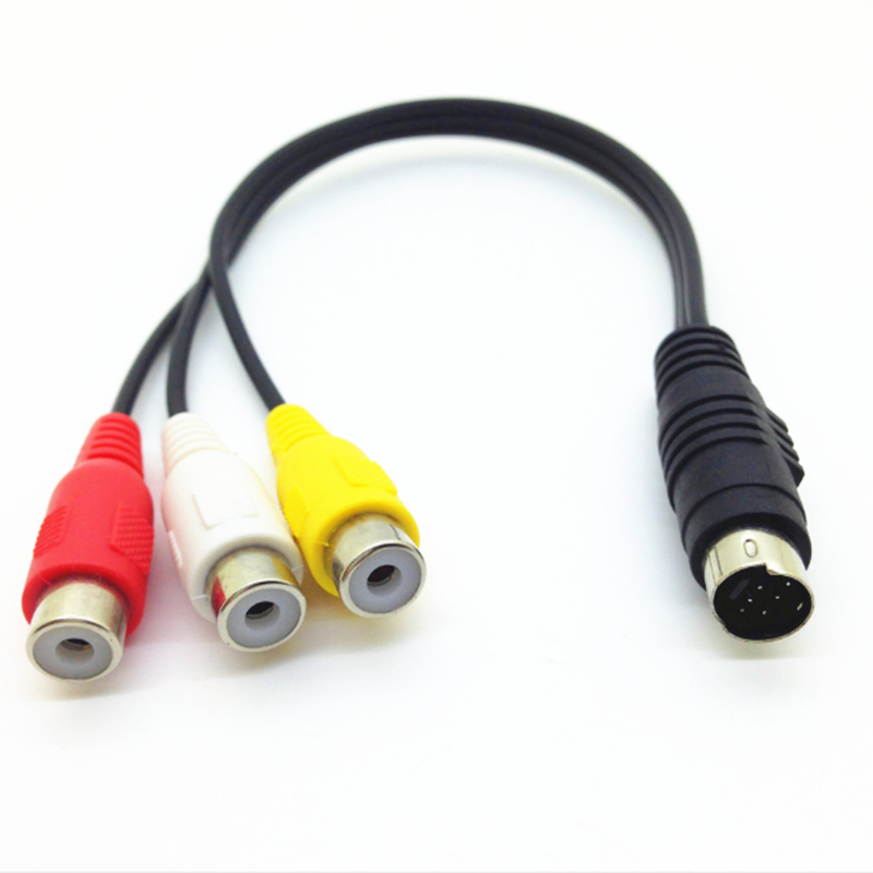 Customized S Video 4 7 8 9 10 PIN MINI DIN to 3 RCA 6 RCA Splitter AV Cable for DVD Player