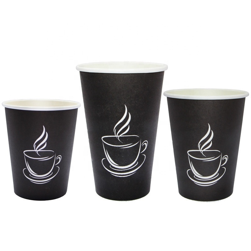 gold foil stamping black coffee cup disposable cup takeaway double wall coffee paper cups with lid