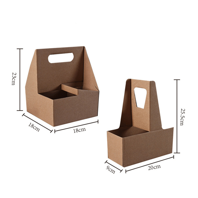 Customized paper cup holder 2/4/6 coffee paper cup kraft holder take away carrier