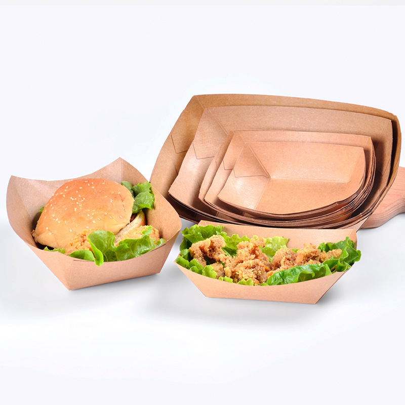 XYA Kraft Food Take Away Fried Chicken Chips Boat Tray Paper Plate Bowl for Packaging for Chips Chicken