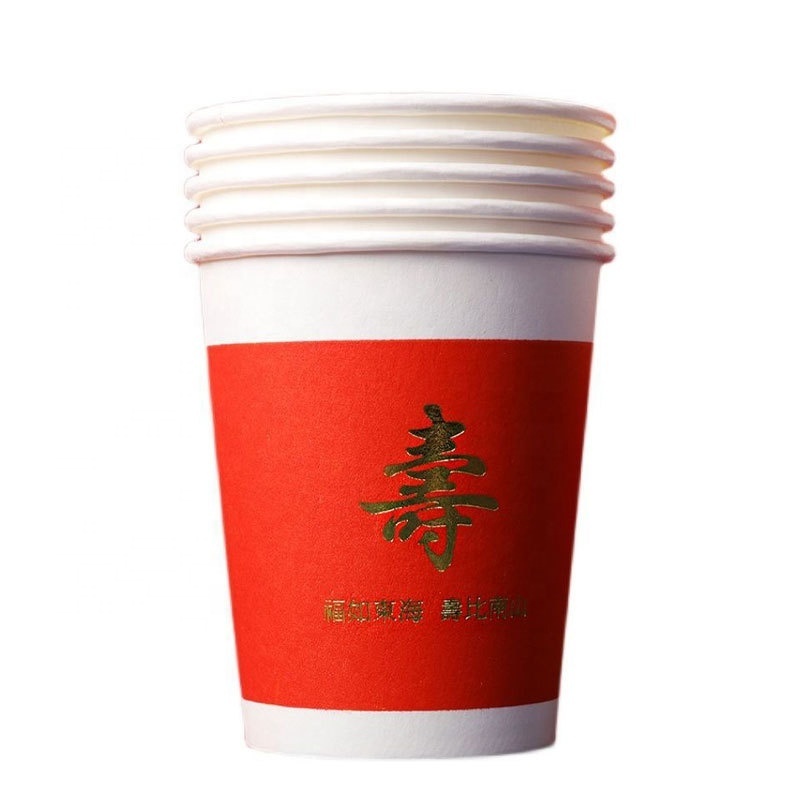 gold foil stamping black coffee cup disposable cup takeaway double wall coffee paper cups with lid