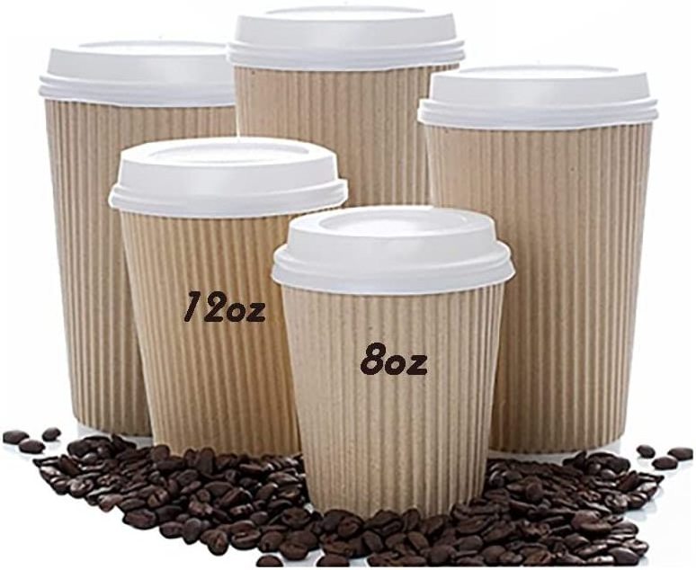 Disposable Hot Coffee Cups - Premium Quality Kraft Triple Wall Insulated Ripple Paper Cup Party - Disposable Coffee Cups