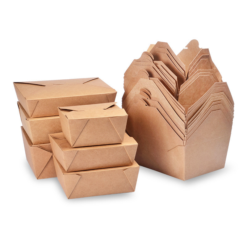 XYA food grade disposable light food packing box disposable kraft paper fast food box salad takeout packing box