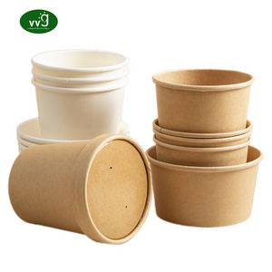 VVG white brown custom 35/30/26/20/12/8oz compostable eco friendly kraft disposable paper bowl for ramen hot food soup