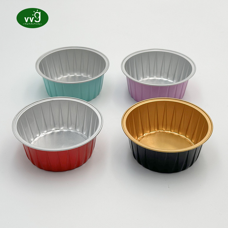 VVG Round Heart Shaped Disposable Tart Pie Tin Pan Mini Cake Containers Mini Aluminum Foil Cupcake Baking Cups