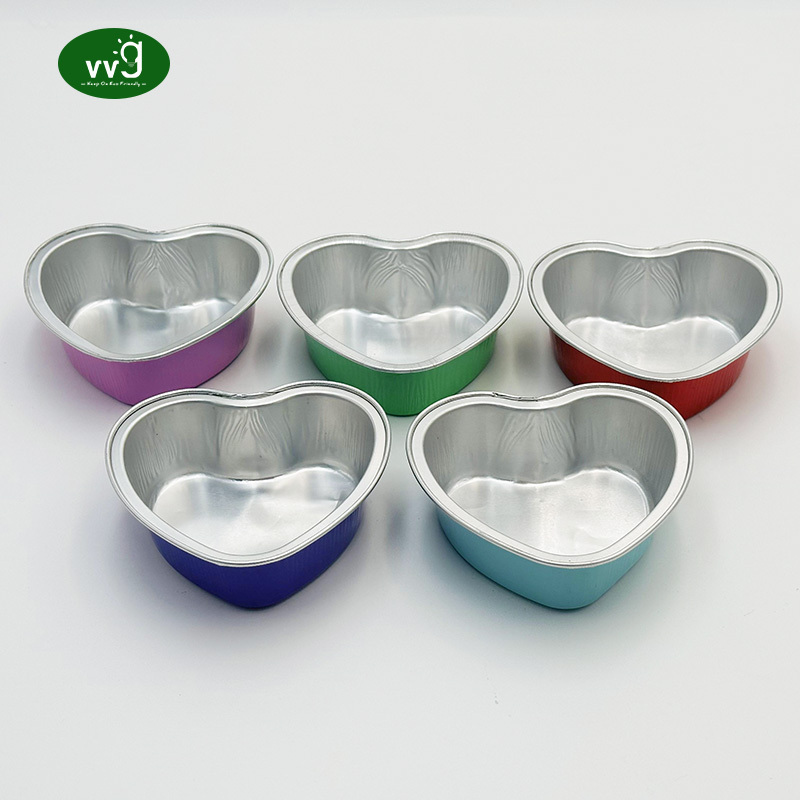 VVG Round Heart Shaped Disposable Tart Pie Tin Pan Mini Cake Containers Mini Aluminum Foil Cupcake Baking Cups